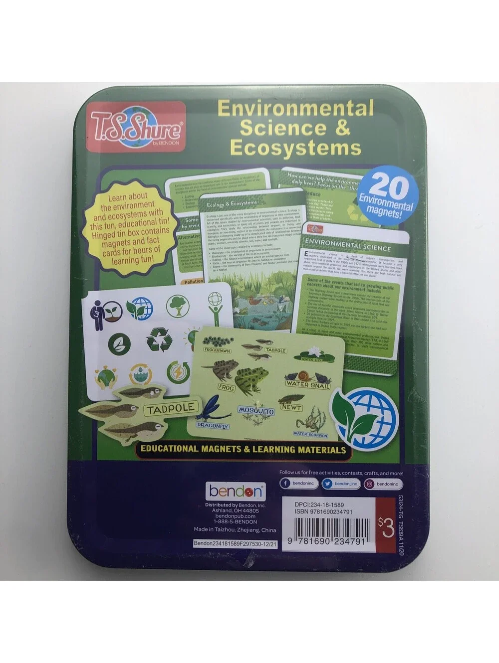 T.S. Shure Environmental Science and Ecosystems Educational Magnets Travel Tin